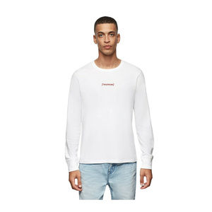 True Religion Men's Red Logo Long Sleeve T-Shirt White